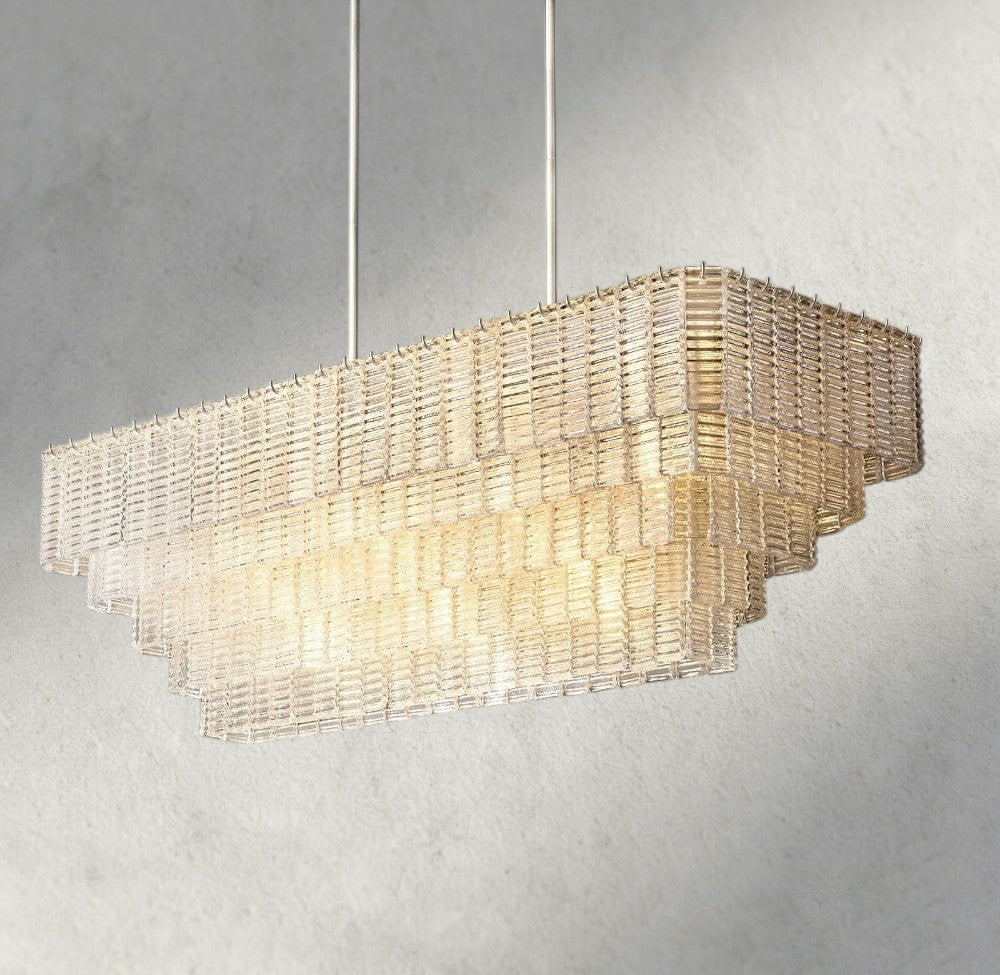 Sirene Clear Glass Rectangular Chandelier 59"-chandelier-Briglighting