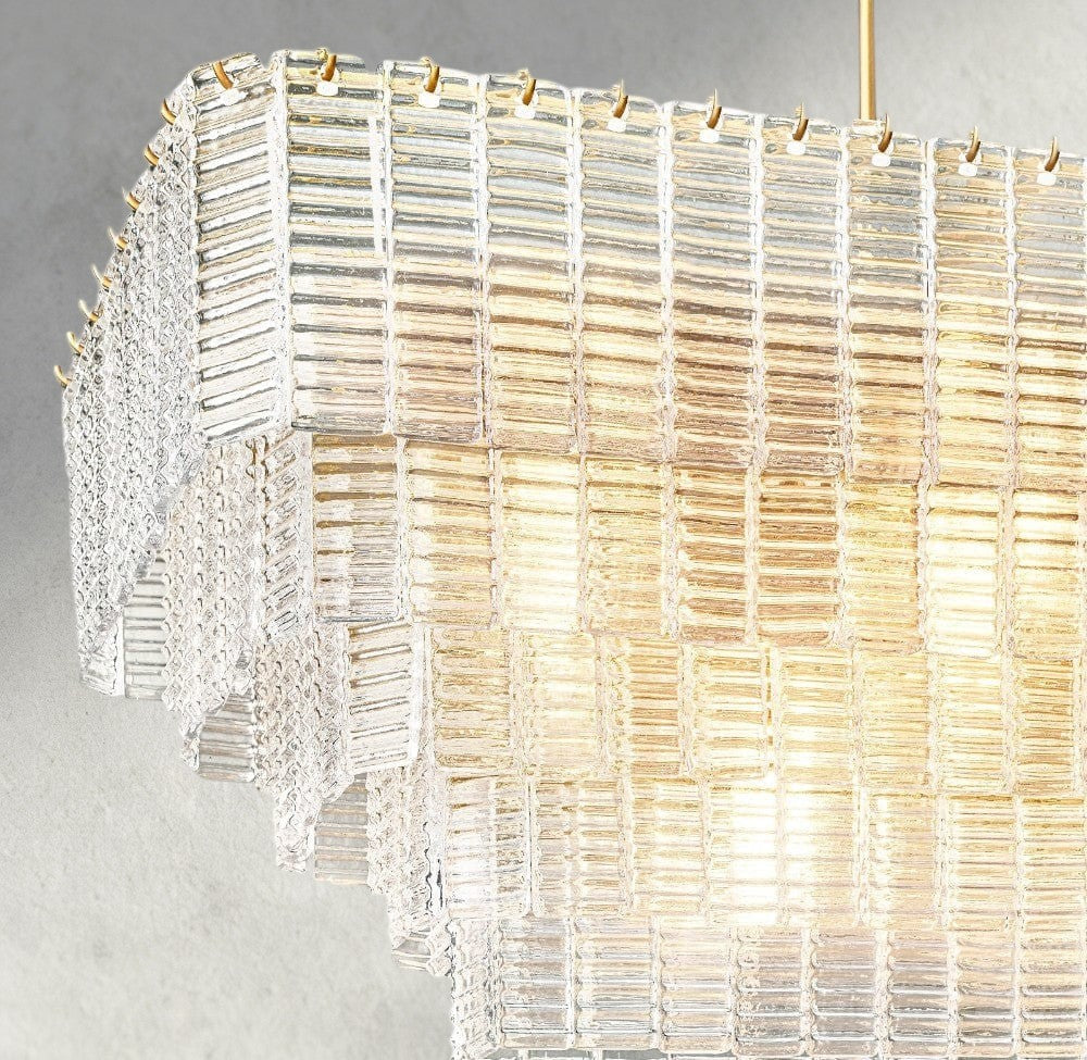 Sirene Clear Glass Rectangular Chandelier 59"-chandelier-Briglighting