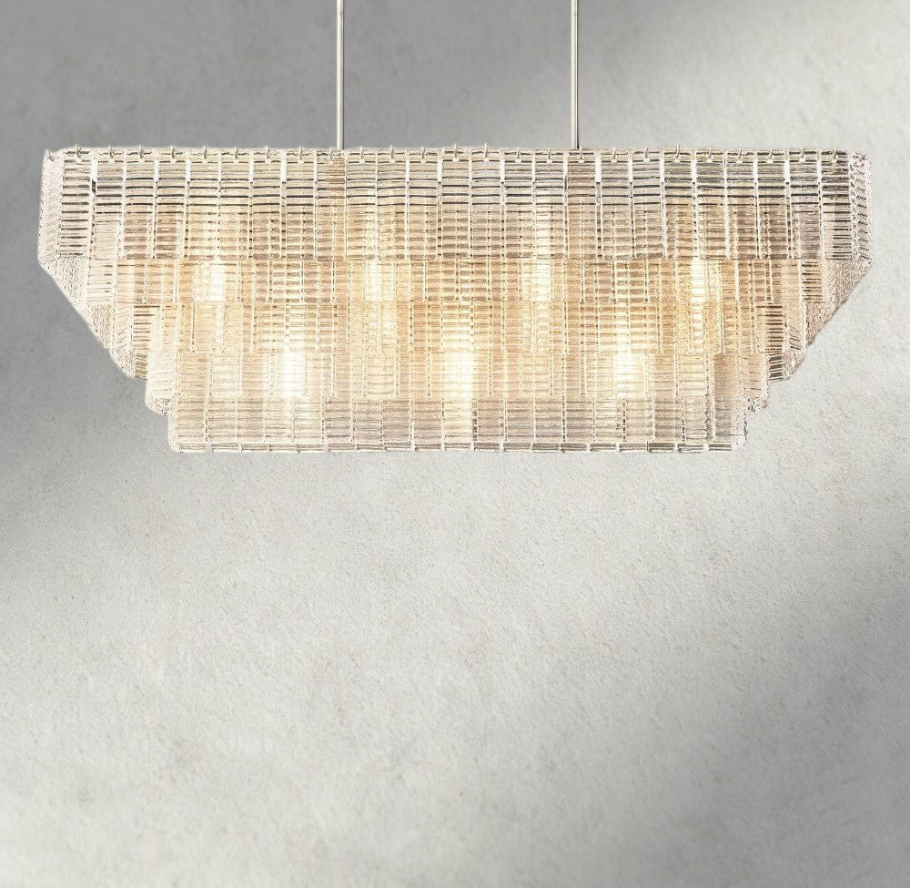 Sirene Clear Glass Rectangular Chandelier 59"-chandelier-Briglighting