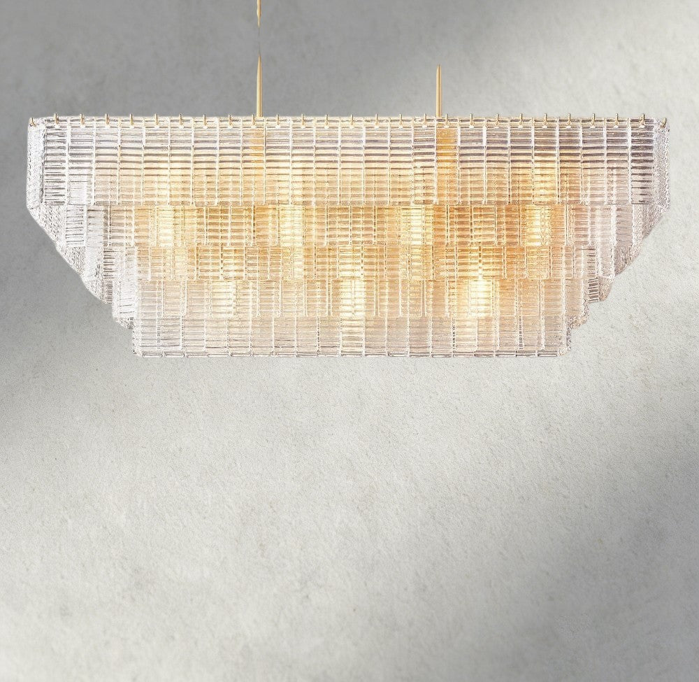 Sirene Clear Glass Rectangular Chandelier 59"-chandelier-Briglighting