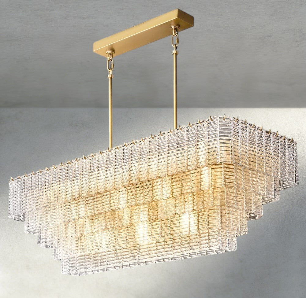 Sirene Clear Glass Rectangular Chandelier 59"-chandelier-Briglighting