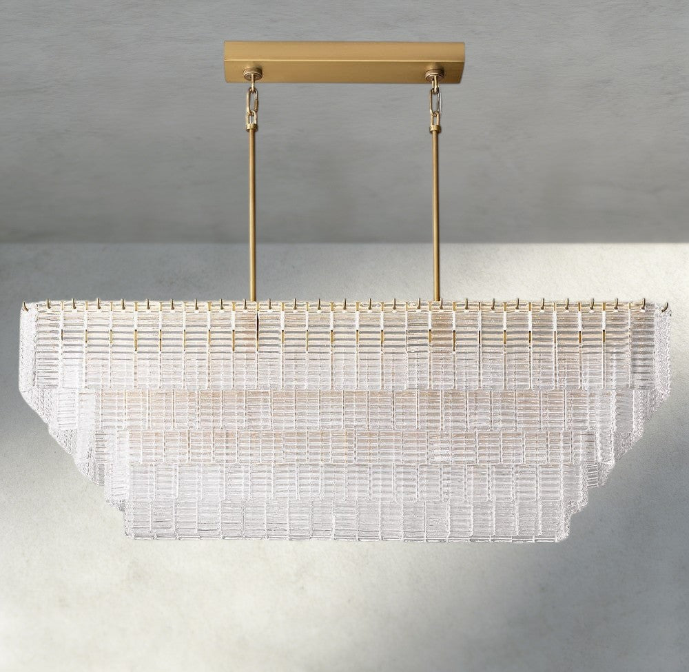 Sirene Clear Glass Rectangular Chandelier 59"-chandelier-Briglighting