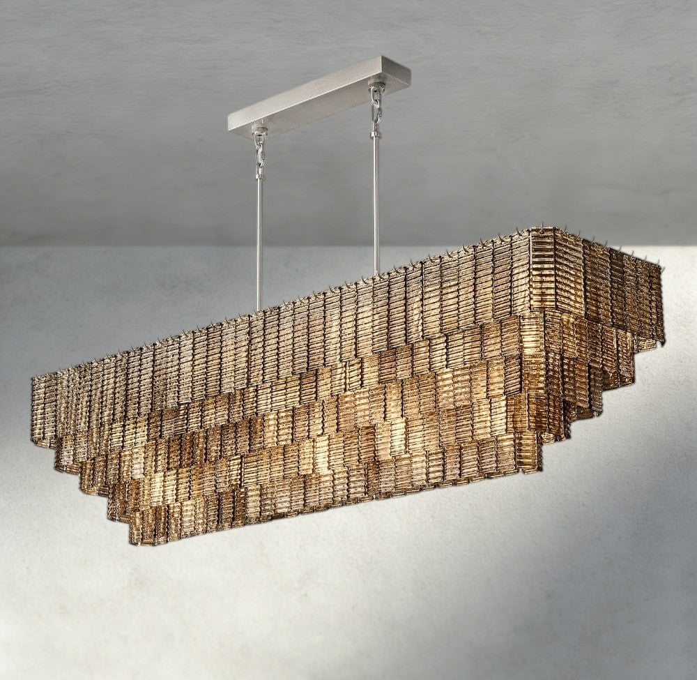 Sirene Smoke Glass Rectangular Chandelier 59", 77"-chandelier-Briglighting
