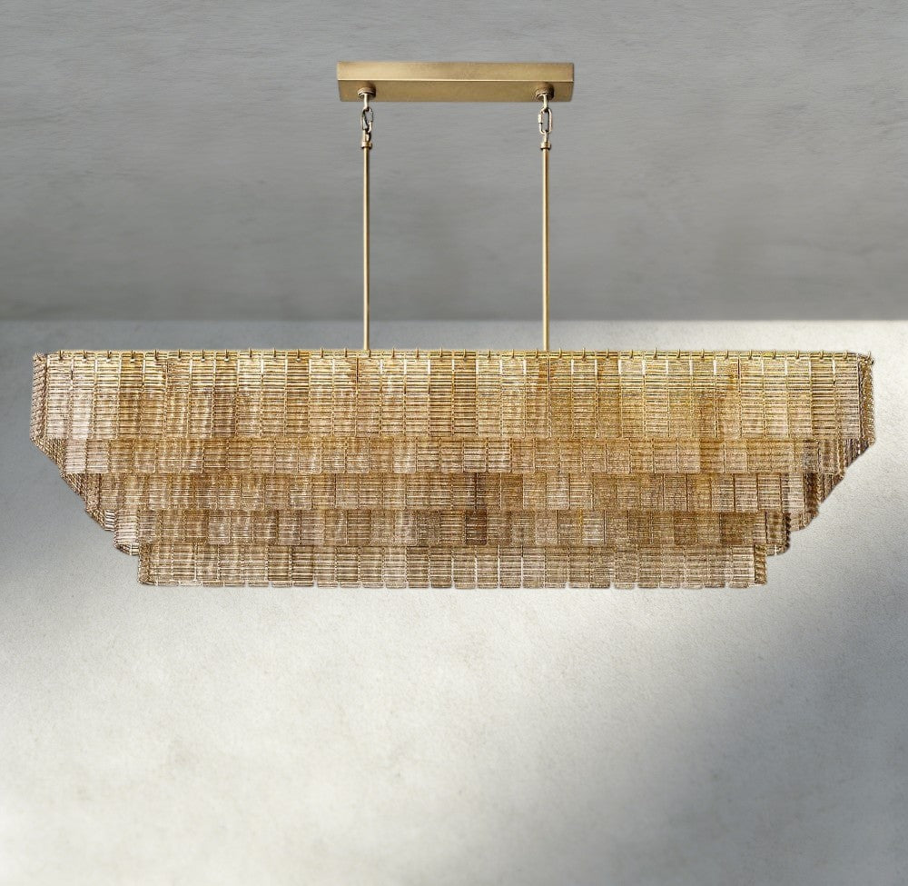 Sirene Smoke Glass Rectangular Chandelier 59", 77"-chandelier-Briglighting