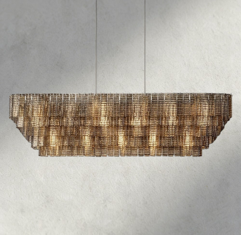 Sirene Smoke Glass Rectangular Chandelier 59", 77"-chandelier-Briglighting