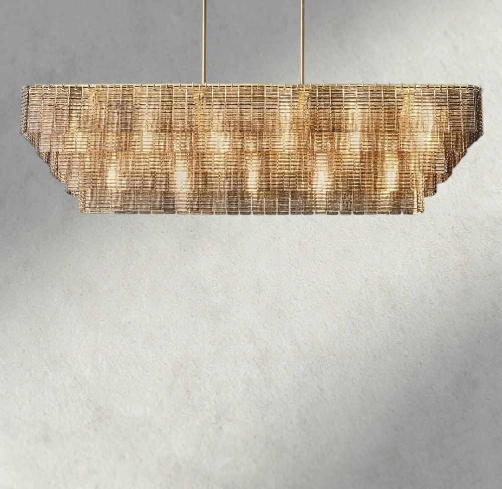 Sirene Smoke Glass Rectangular Chandelier 59", 77"-chandelier-Briglighting
