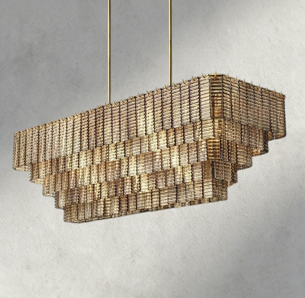 Sirene Smoke Glass Rectangular Chandelier 59", 77"-chandelier-Briglighting
