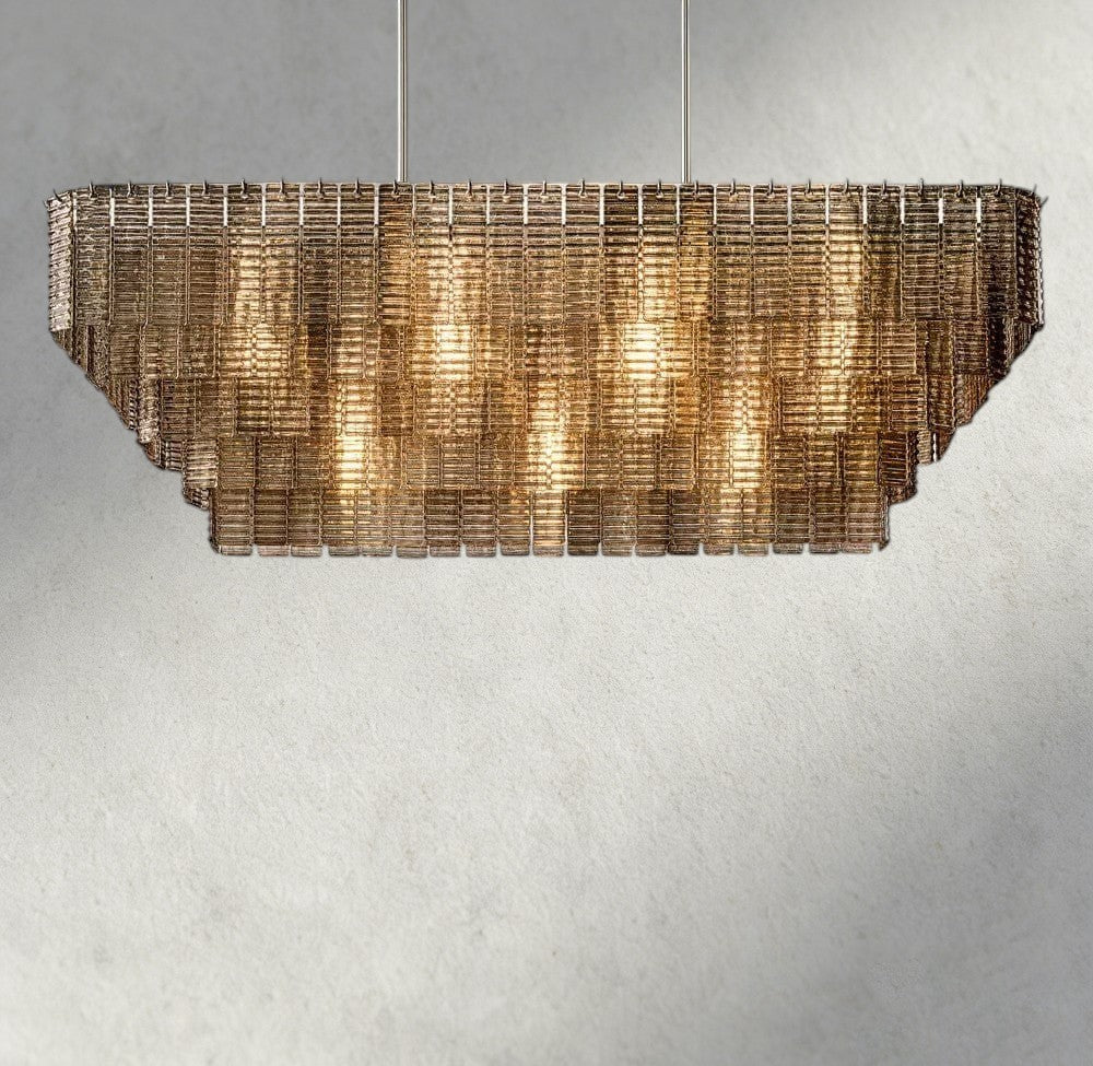 Sirene Smoke Glass Rectangular Chandelier 59", 77"-chandelier-Briglighting