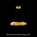 Designer 36 Inch Round Modern Chandelier Brass & Clear Geode Quartz Crystal Hanging Light-Chandelier-Briglighting