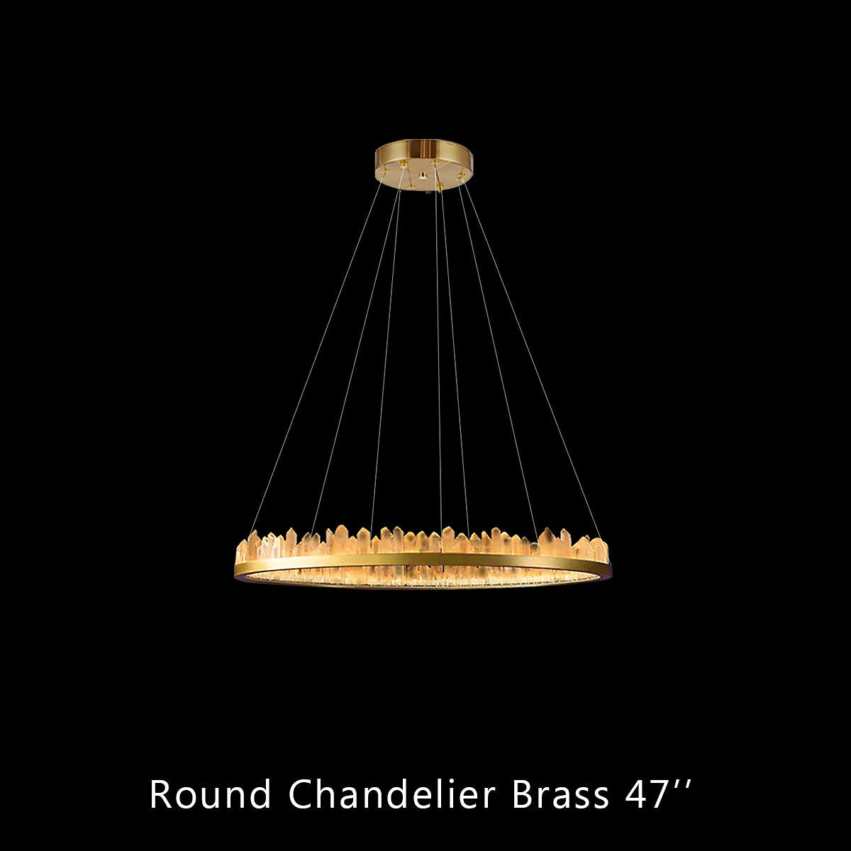 Designer 36 Inch Round Modern Chandelier Brass & Clear Geode Quartz Crystal Hanging Light-Chandelier-Briglighting