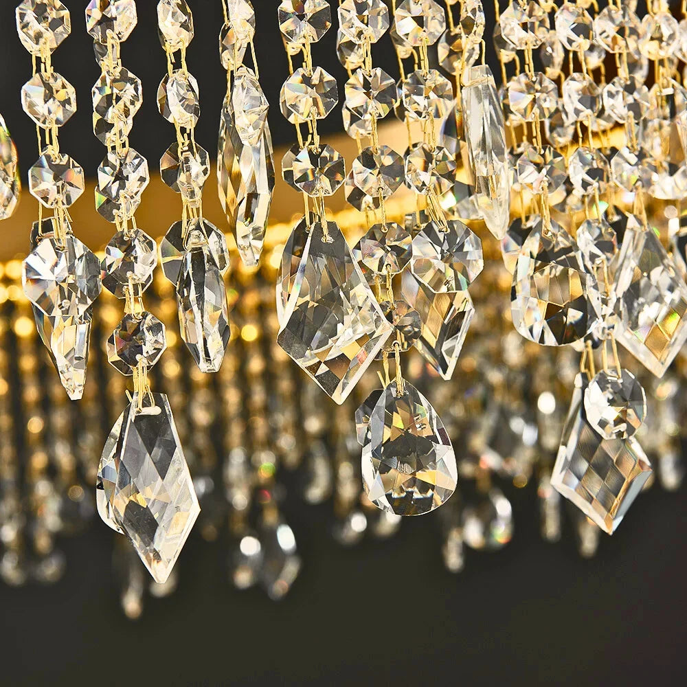 Zara Gold Crystal Chandelier for Living Room & Dining Room-Crystal Chandelier-Briglighting
