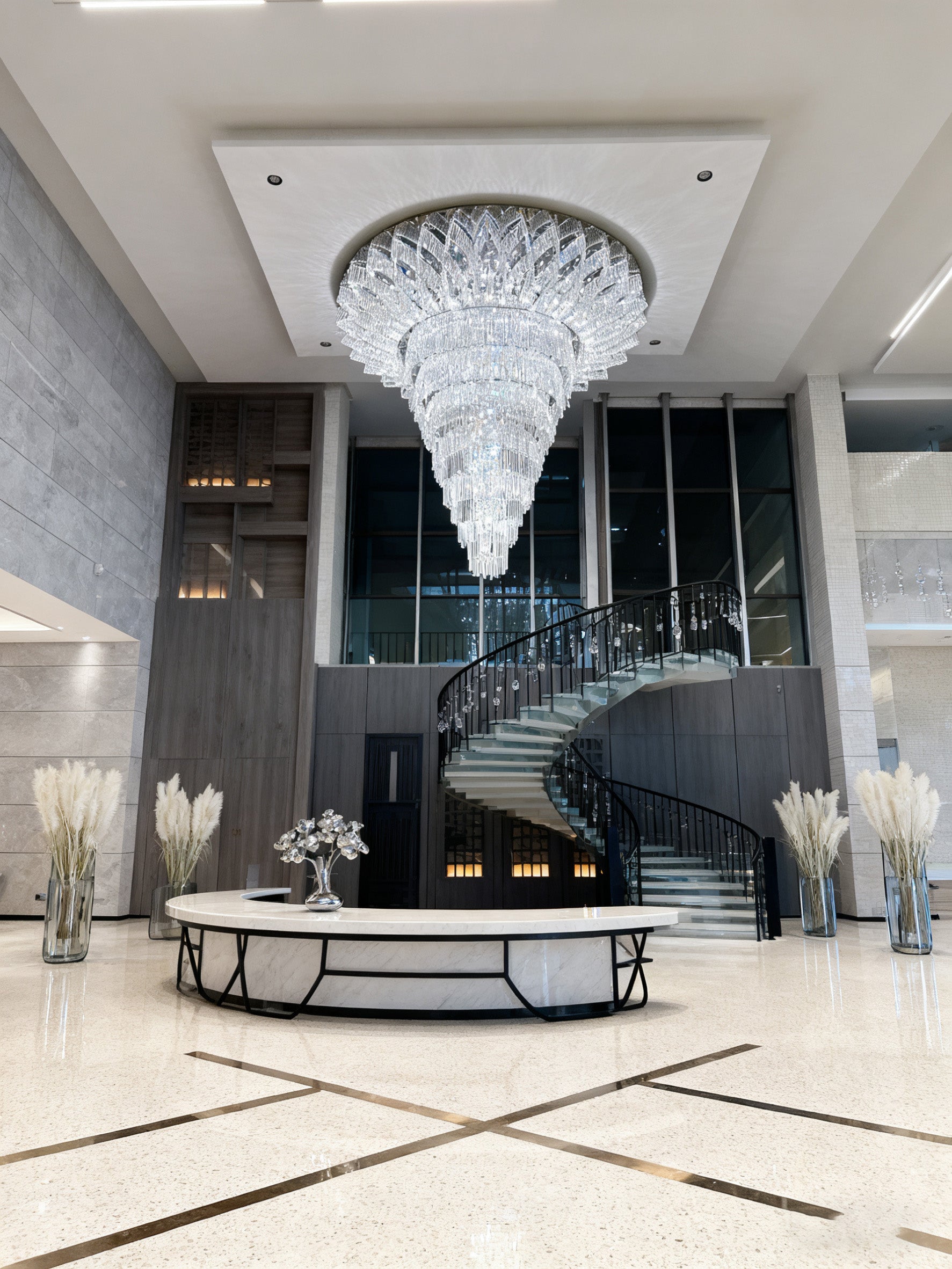 72'' Modern Foyer Crystal Chandelier Large Chandeliers for Banquet Hall-Briglighting