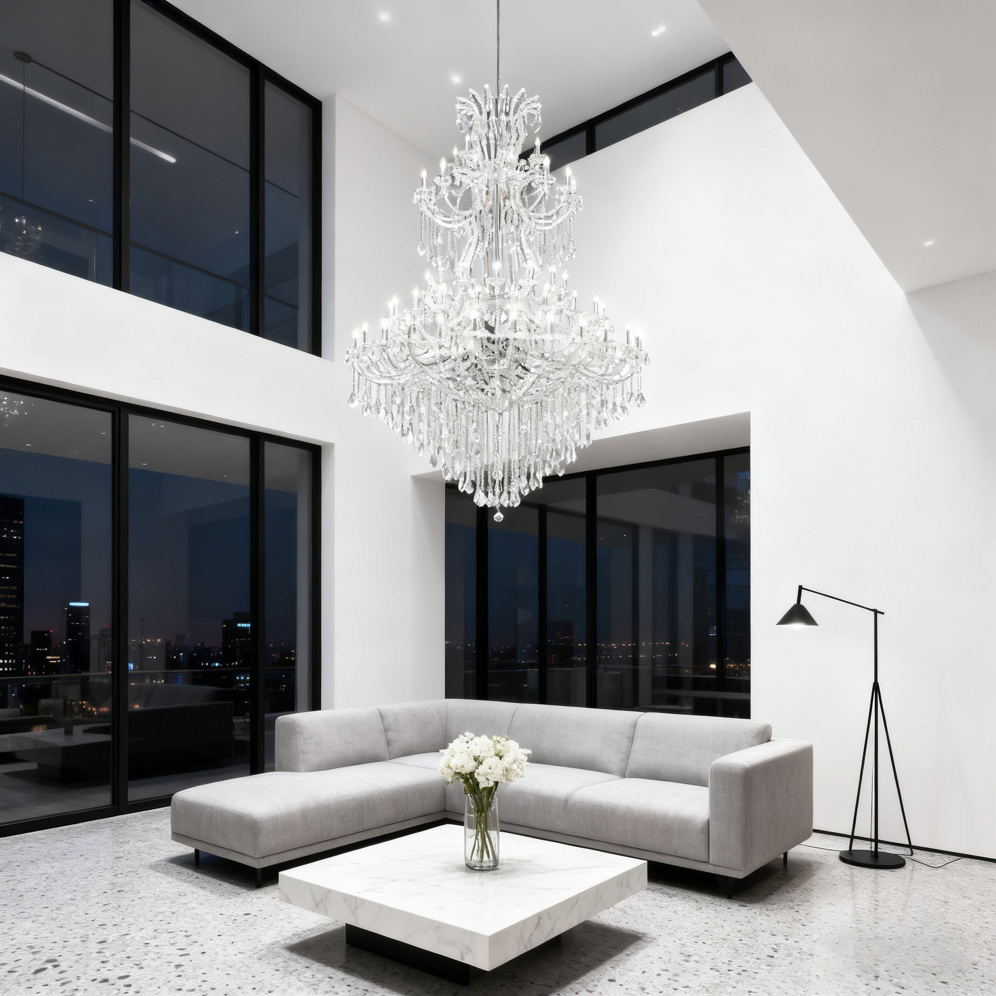 72X96 Inch Extra High Ceiling Chandelier Elegant Large Foyer Crystal Chandelier-Briglighting