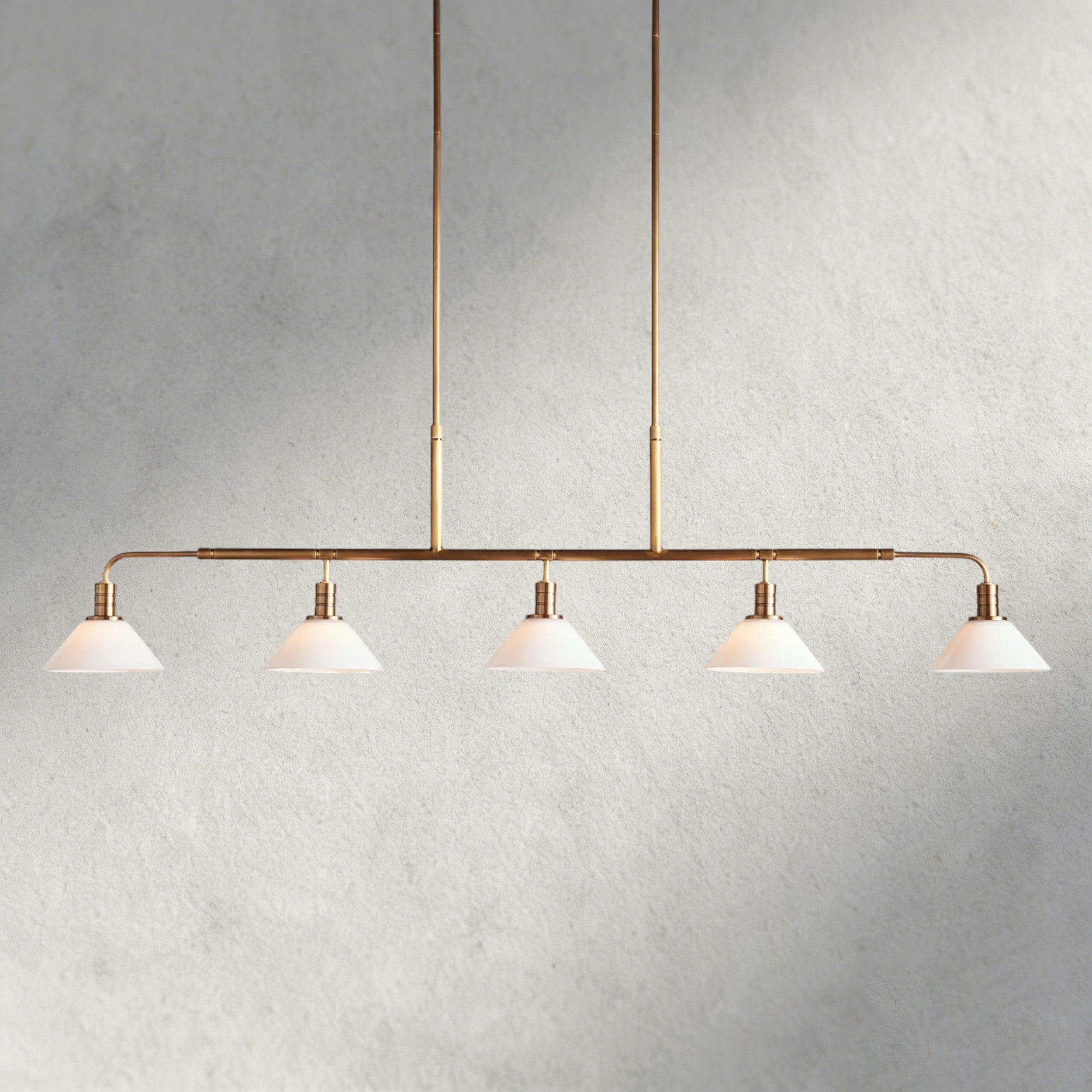 Brass / 60" / Milk Theron Linear Chandelier 50", 60"