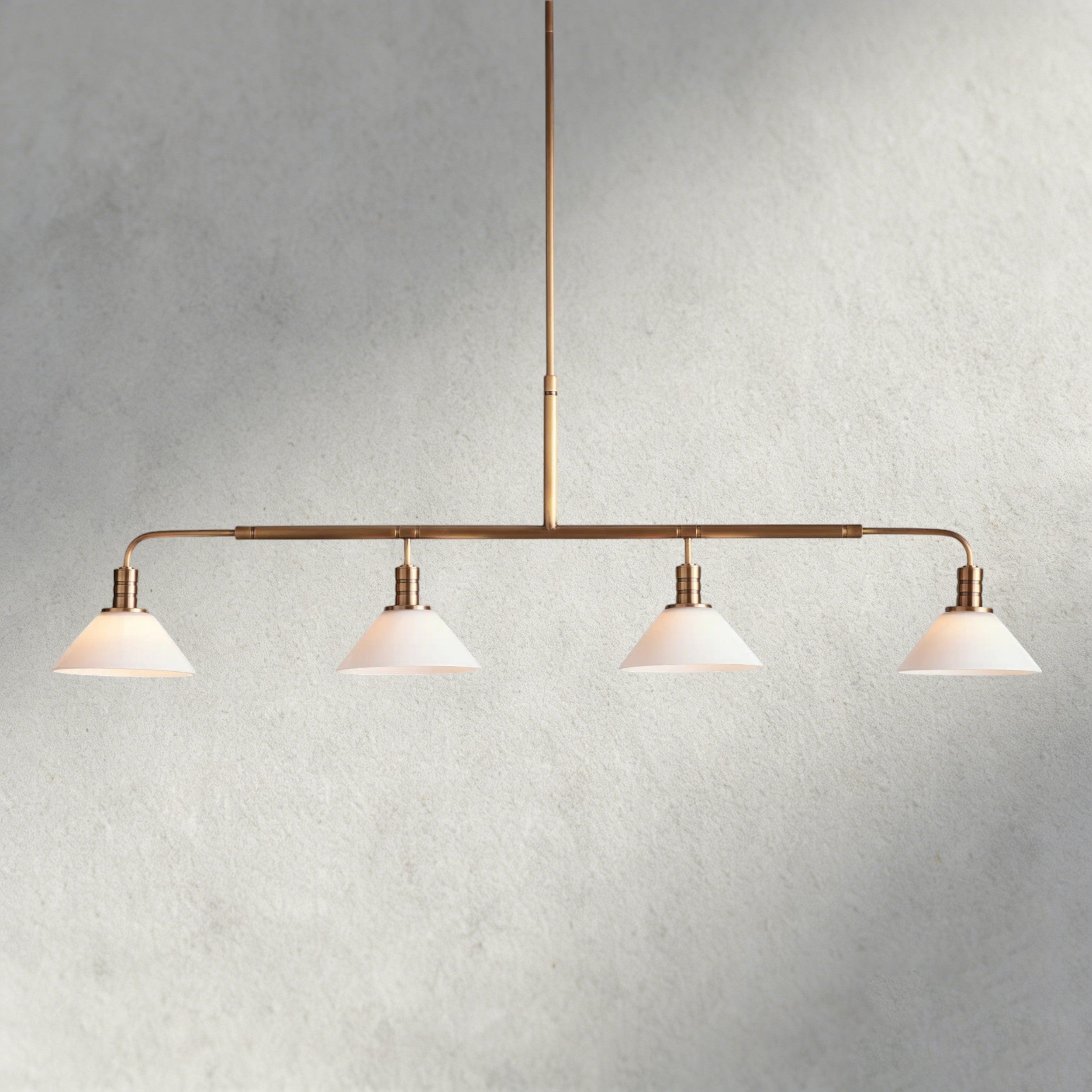 Brass / 50" / Milk Theron Linear Chandelier 50", 60"