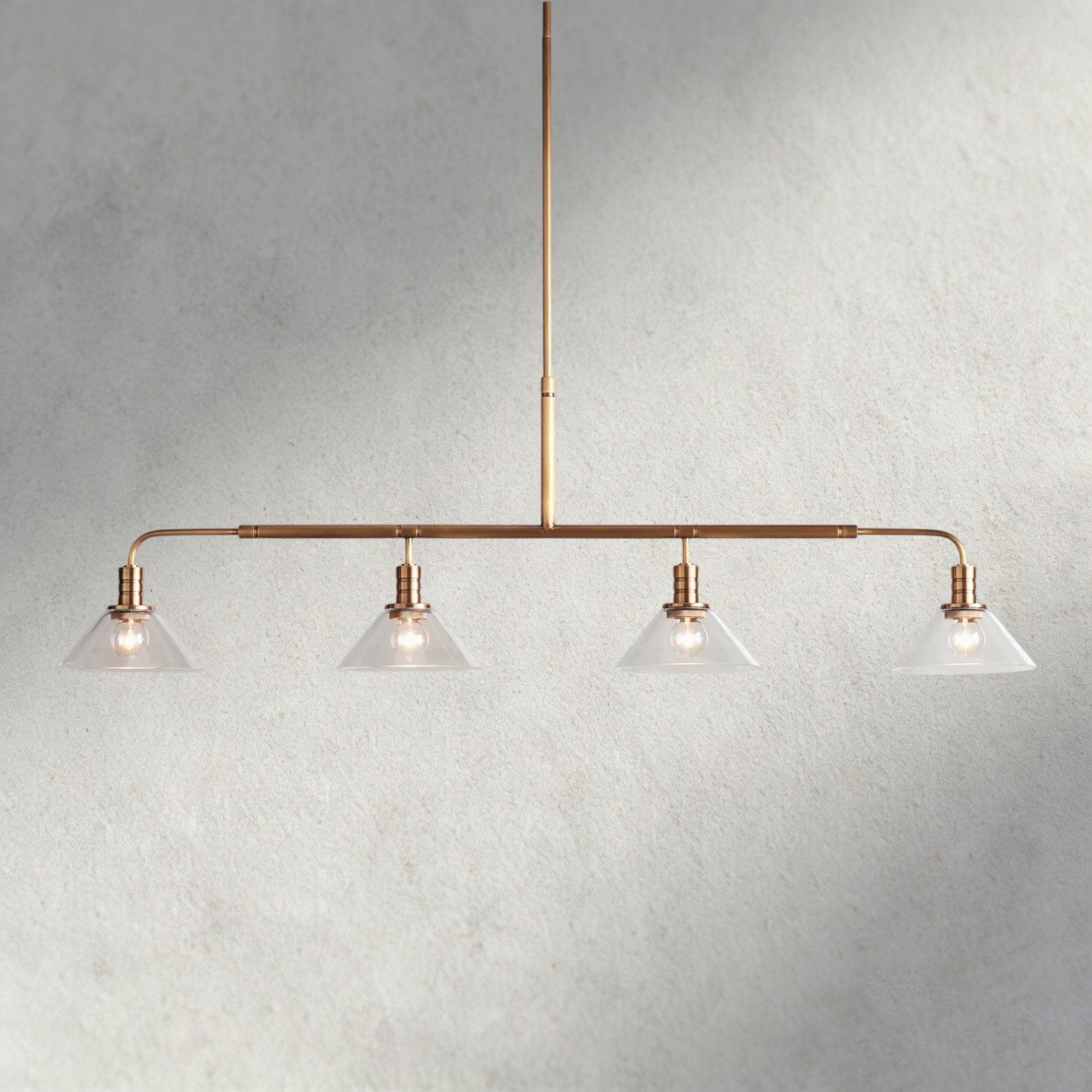 Brass / 50" / Clear Theron Linear Chandelier 50", 60"