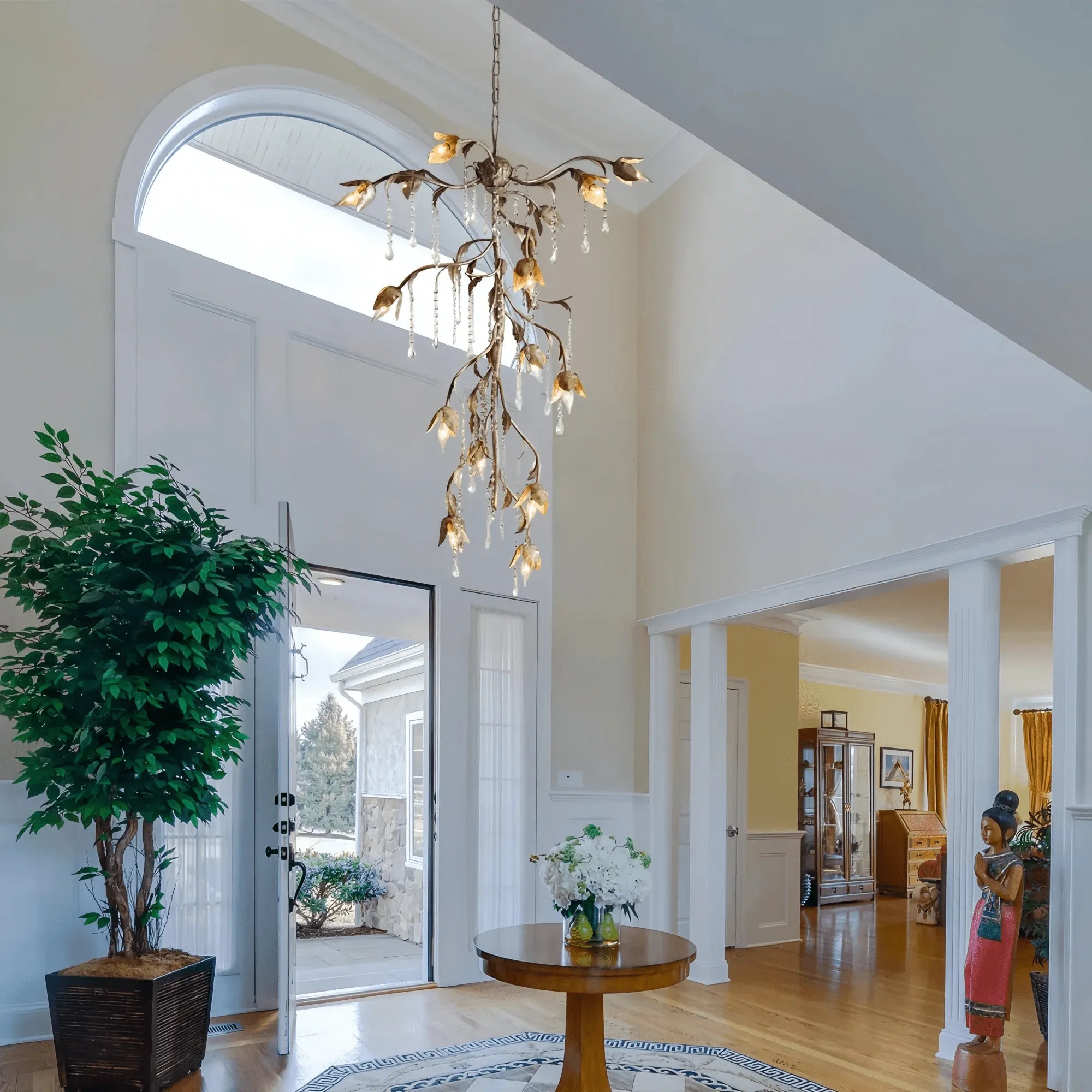 Viticcia Cascade Chandelier styled in a modern dining room
