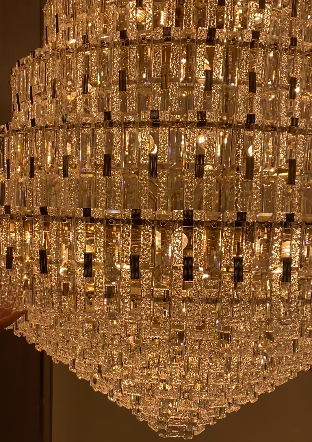 Oversized Multi-layers Honeycomb Luxury Crystal Chandelier in Gold Finish for Big Hallway/Foyer/Entryway-Briglighting