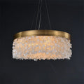 White Leaves Brass Framework Round Chandelier - Briglighting