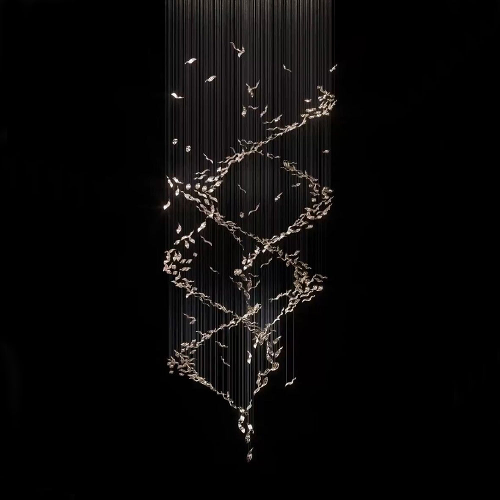 Extra Large Luxury Art Double Spiral Creative Crystal Chandelier For High-ceiling Foyer/Hallway/Entryway-Briglighting